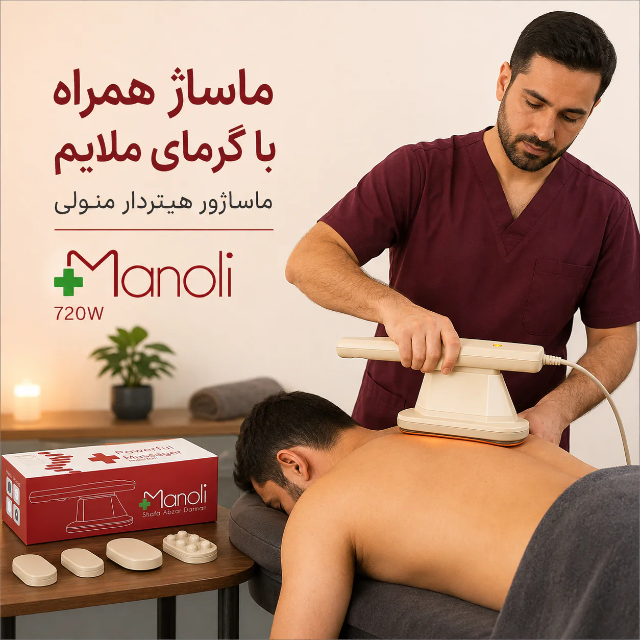 خرید ماساژور با هیتر منولی مدل 720W | قیمت ماساژور حرارتی Manoli - تصویر 2