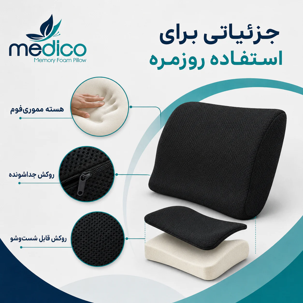 تشک طبی کمر مموری فوم مدیکو Medico - تصویر 2